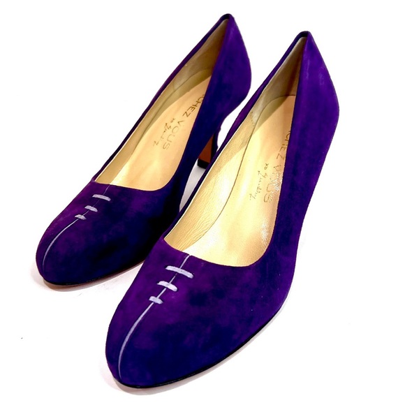 - NIB signature MarchezVous purple suede Italian leather heels dead stock … - Picture 1 of 12